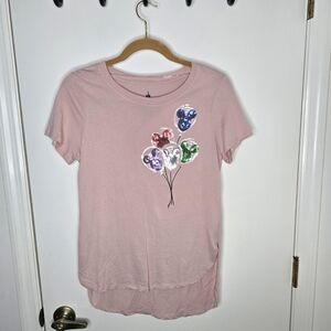 Disney Parks Pink Sequin Mickey Balloon Tee Small